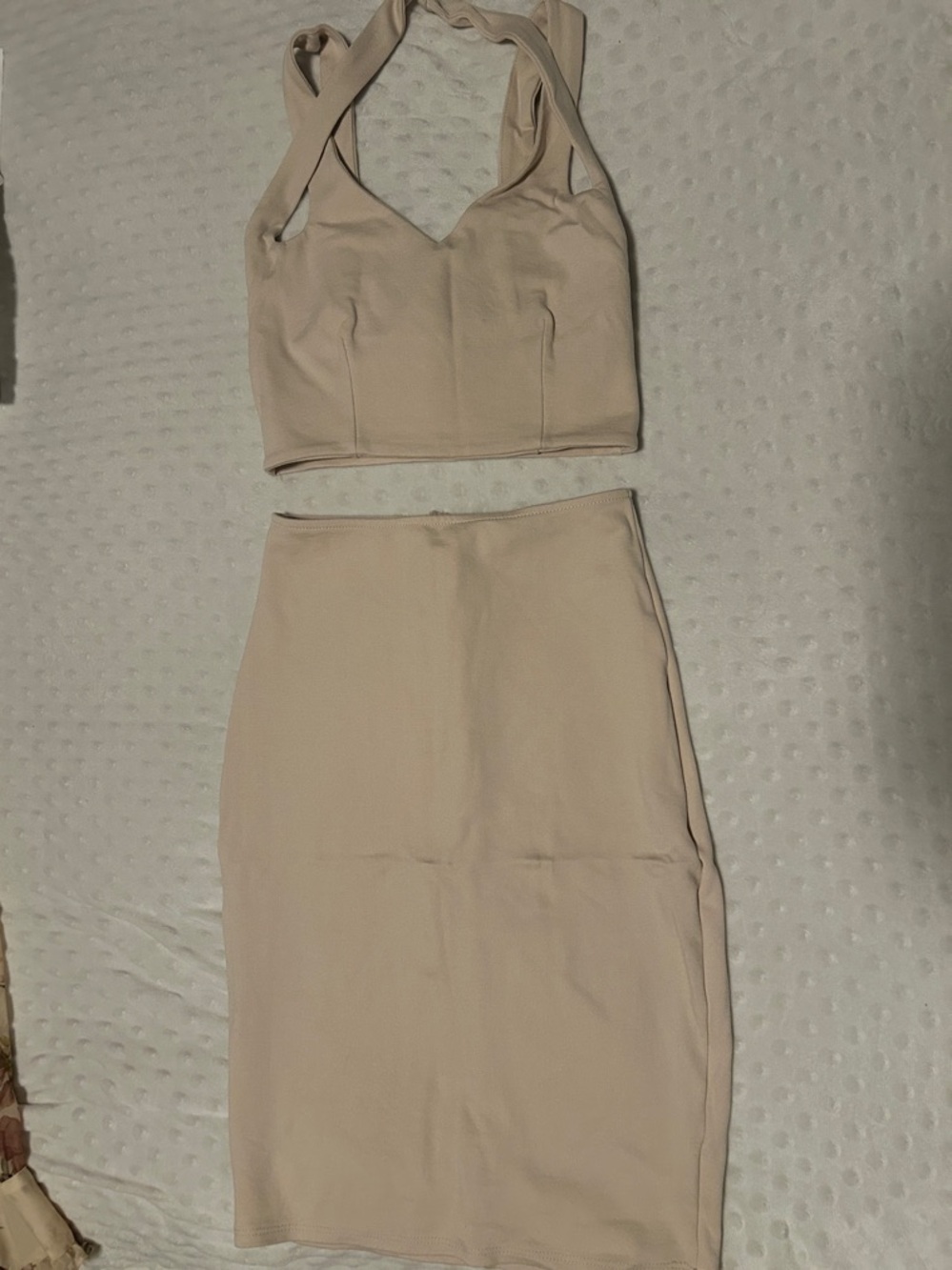Lulu’s Piece Together Beige Two-Piece Dress, XS